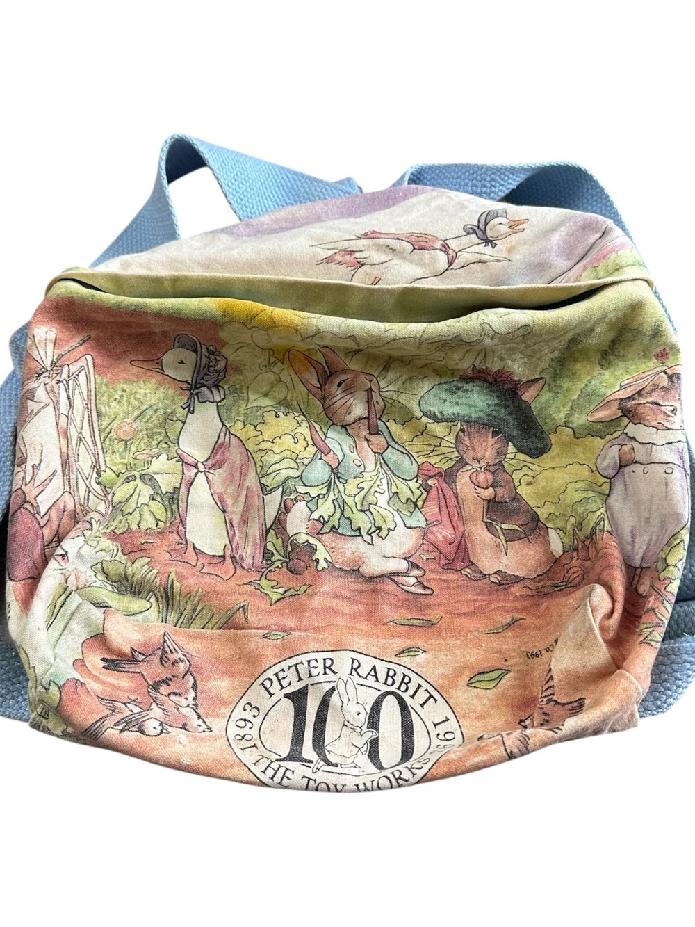 Peter Rabbit Beatrix Potter Canvas Backpack Bag The Toy Works USA. Vintage 1993